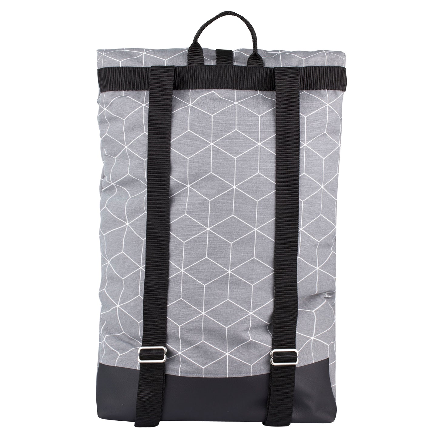 Canvas Rolltop Rucksack mit Lederimitat | Grau