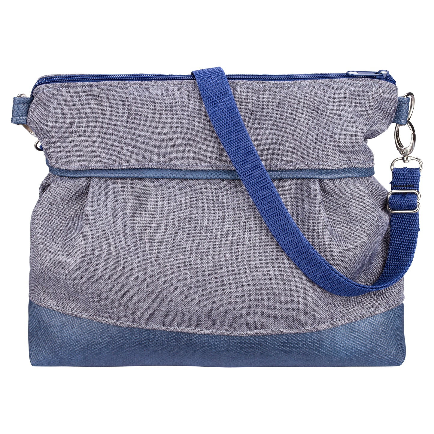 Ballontasche mit Lederimitat | Grau/Blau