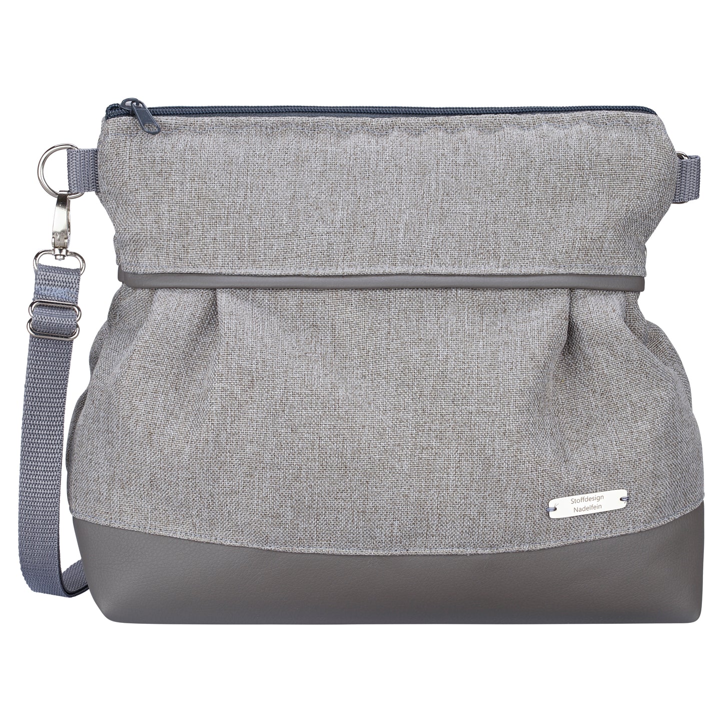 Ballontasche mit Lederimitat | Grau/Grau