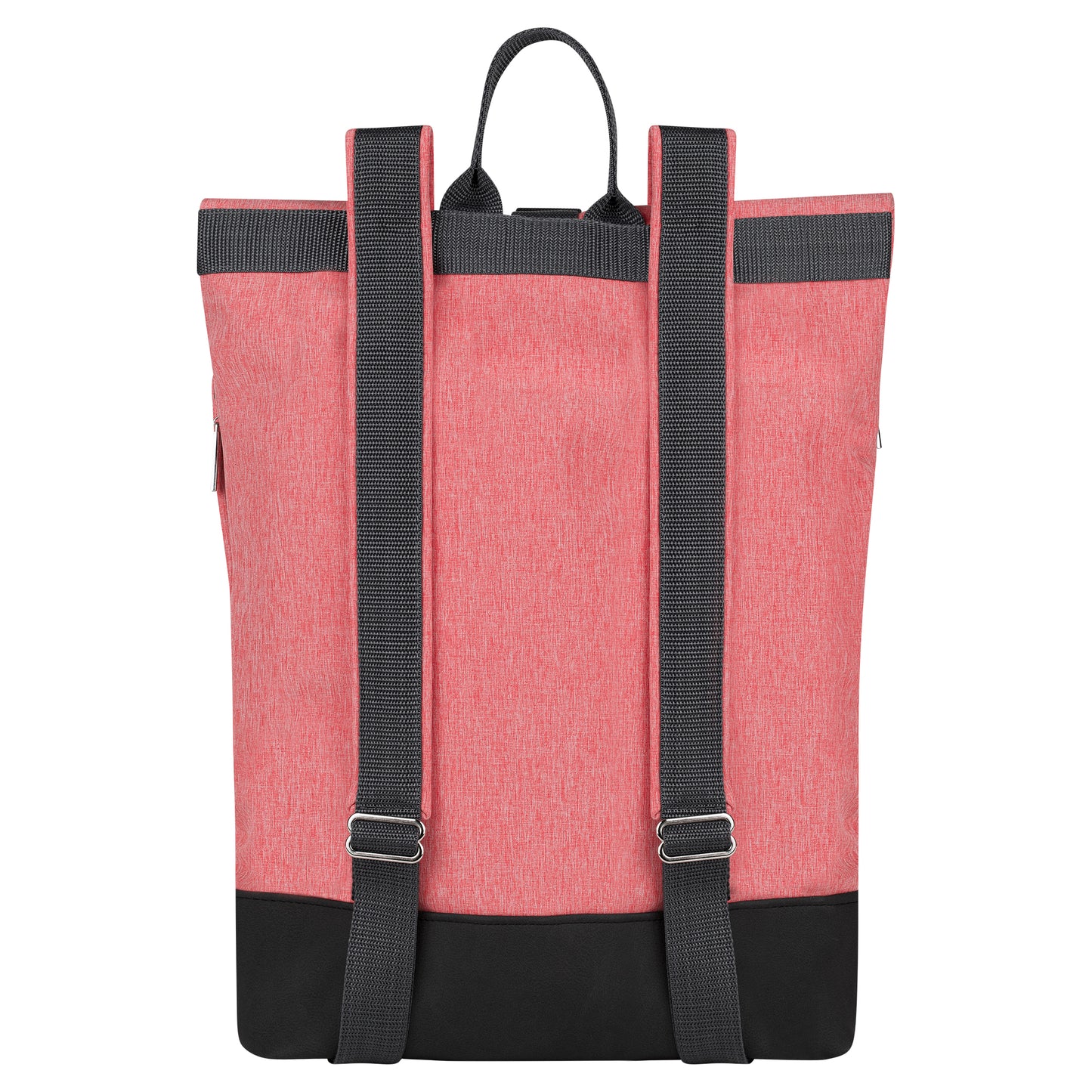 Softshell Foldover Rucksack mit Lederimitat | rot meliert