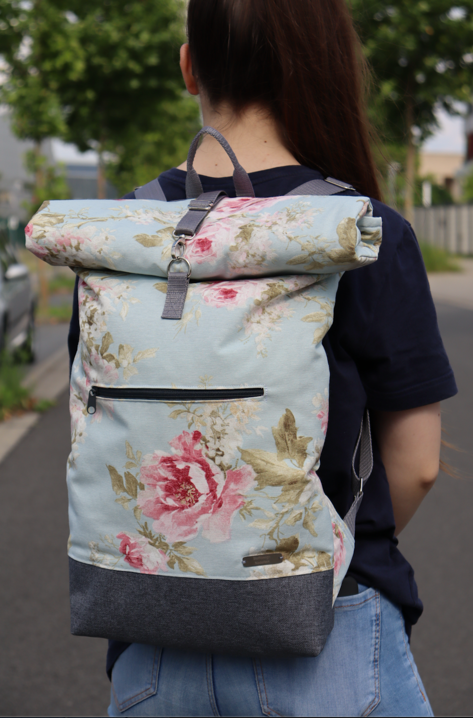 Canvas Rolltop Rucksack Segeltuch | Rose blau