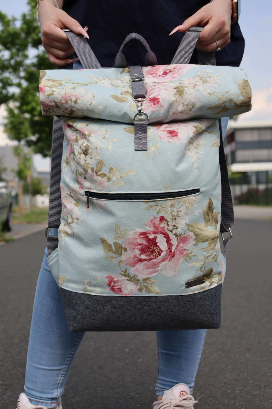 Canvas Rolltop Rucksack Segeltuch | Rose blau