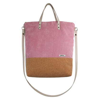 Umhängetasche mit Kork - Berlin Cord Altrosa